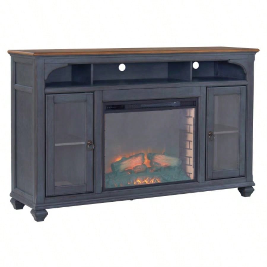 66 in Fireplace TV Stand TVs up to 80 inches, Corduroy Blue