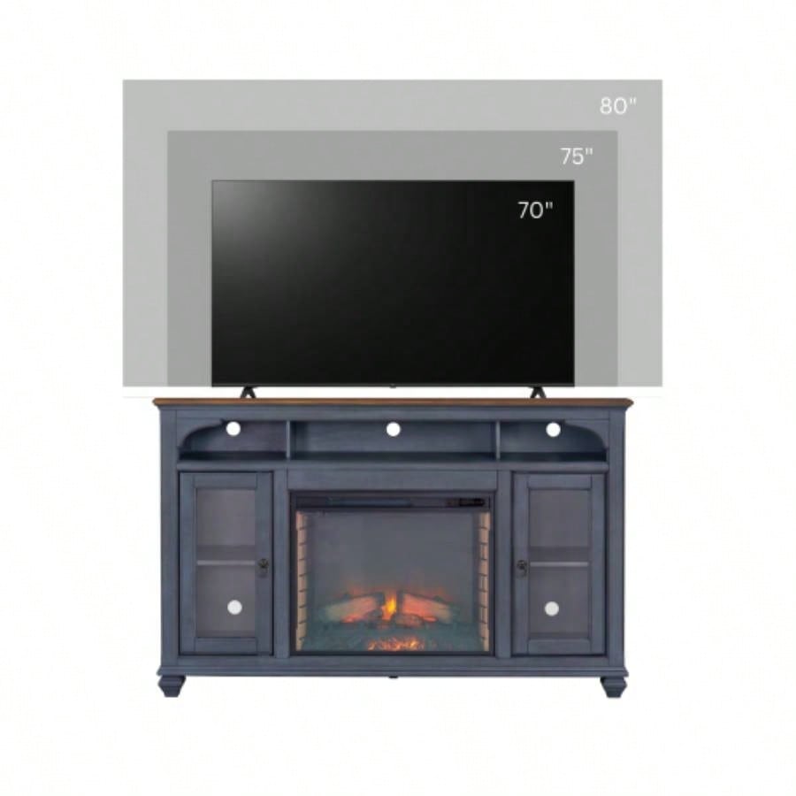 66 in Fireplace TV Stand TVs up to 80 inches, Corduroy Blue