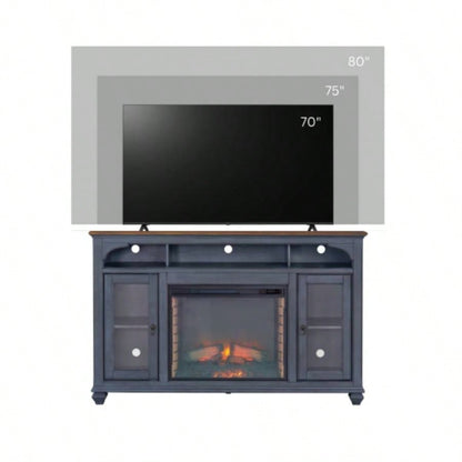 66 in Fireplace TV Stand TVs up to 80 inches, Corduroy Blue