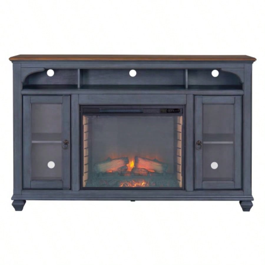 66 in Fireplace TV Stand TVs up to 80 inches, Corduroy Blue