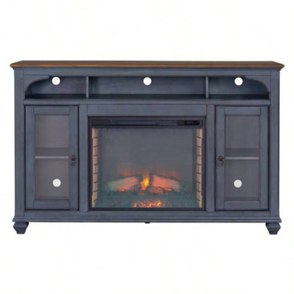 66 in Fireplace TV Stand TVs up to 80 inches, Corduroy Blue