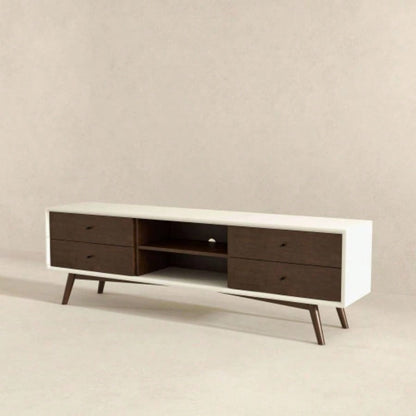 Caroline Walnut White TV Stand Up To 72 Living Room Decor