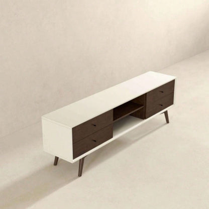 Caroline Walnut White TV Stand Up To 72 Living Room Decor