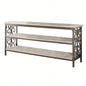TV Stand Faux Marble Top and Shelves Living Room Furniture 1pc, Black Metal TV Console Table/Sofa Table