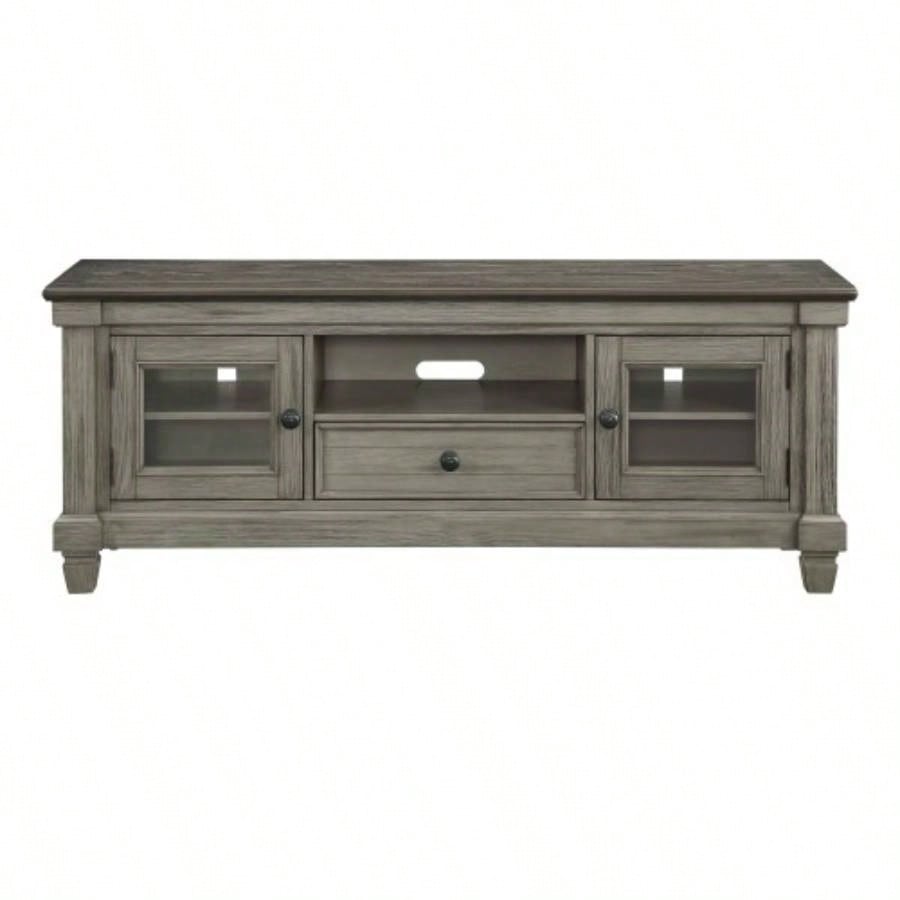 TV Stand Faux Marble Top and Shelves Living Room Furniture 1pc, Black Metal TV Console Table/Sofa Table