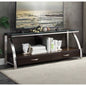 TV Stand Faux Marble Top and Shelves Living Room Furniture 1pc, Black Metal TV Console Table/Sofa Table