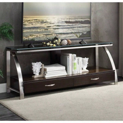 TV Stand Faux Marble Top and Shelves Living Room Furniture 1pc, Black Metal TV Console Table/Sofa Table