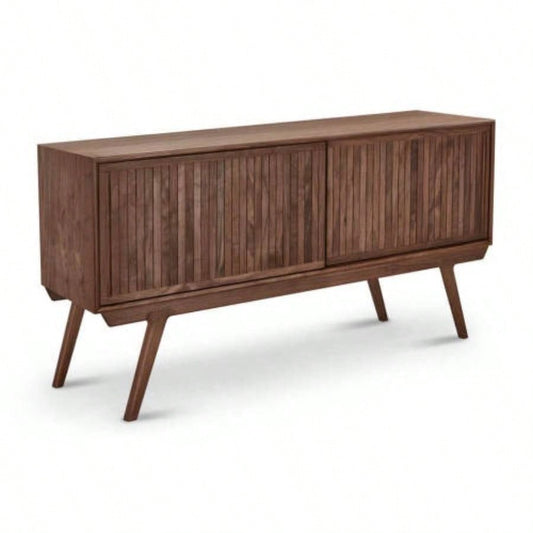 Strathcona Contemporary Walnut Wood Media Cabinet/ Solid Walnut