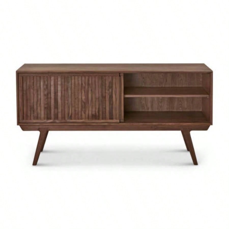 Strathcona Contemporary Walnut Wood Media Cabinet/ Solid Walnut