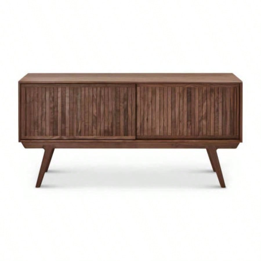 Strathcona Contemporary Walnut Wood Media Cabinet/ Solid Walnut