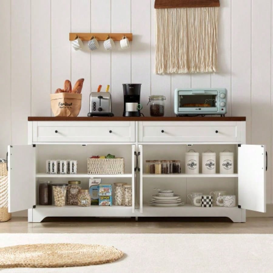 61 inch TV stand living room, multifunctional combination TV stand, large capacity storage cabinet, can be used in living room, bedroom, office area, 61.3Lx 15x 29.8H