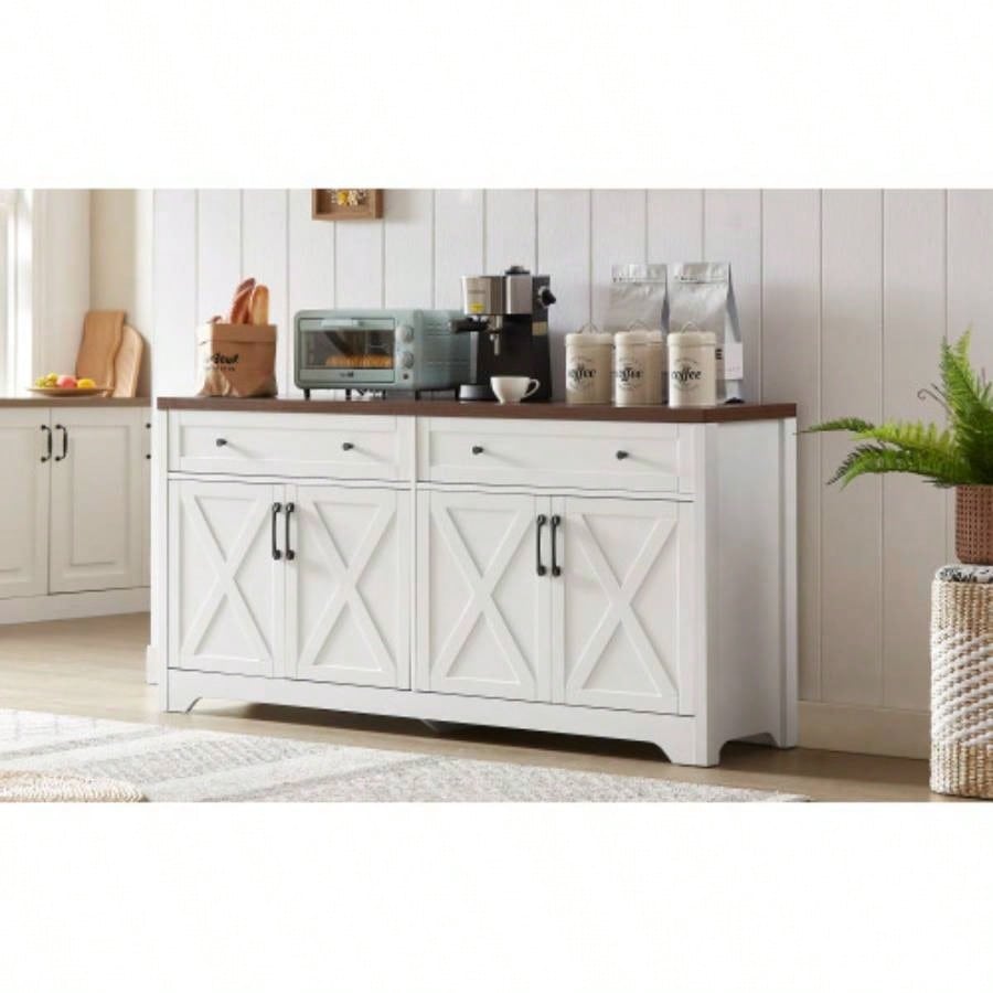 61 inch TV stand living room, multifunctional combination TV stand, large capacity storage cabinet, can be used in living room, bedroom, office area, 61.3Lx 15x 29.8H