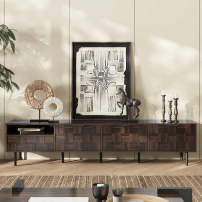 78 Mid Modern TV Stand 65+ Inch TVs, TV Console with Storage Cabinets Living Room, Entertainment Center Storage