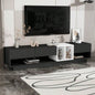ON - TREND Sleek and Stylish TV Stand with Storage Solution, Two - tone Media Console TVs Up to 80 Functional TV Cabinet with Versatile Compartment Living Room, Black