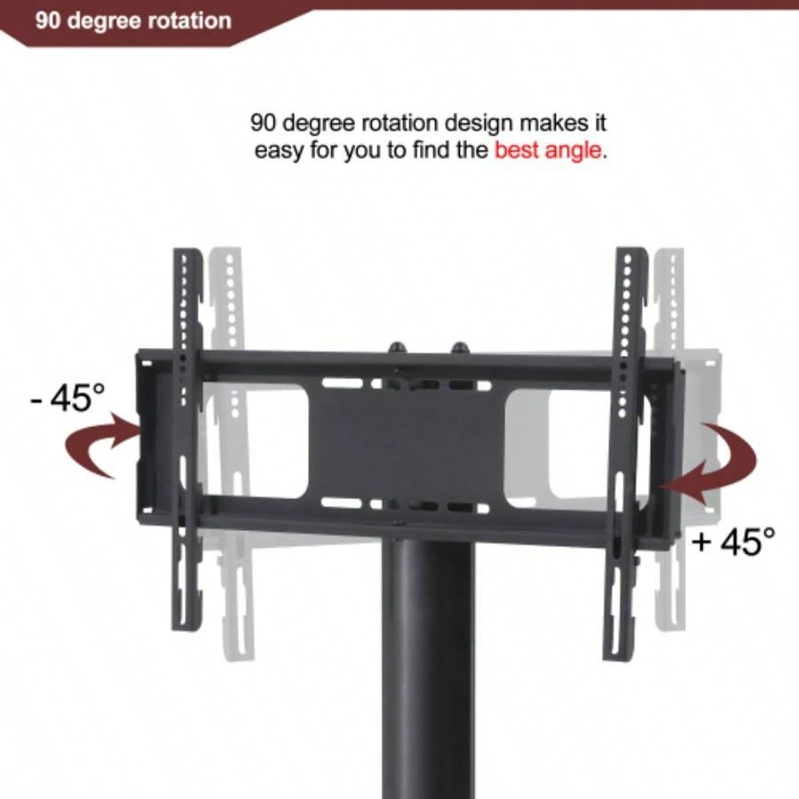 35.4 inch Black Multi - function TV Stand Height Adjustable Bracket Swivel 3 - Tier
