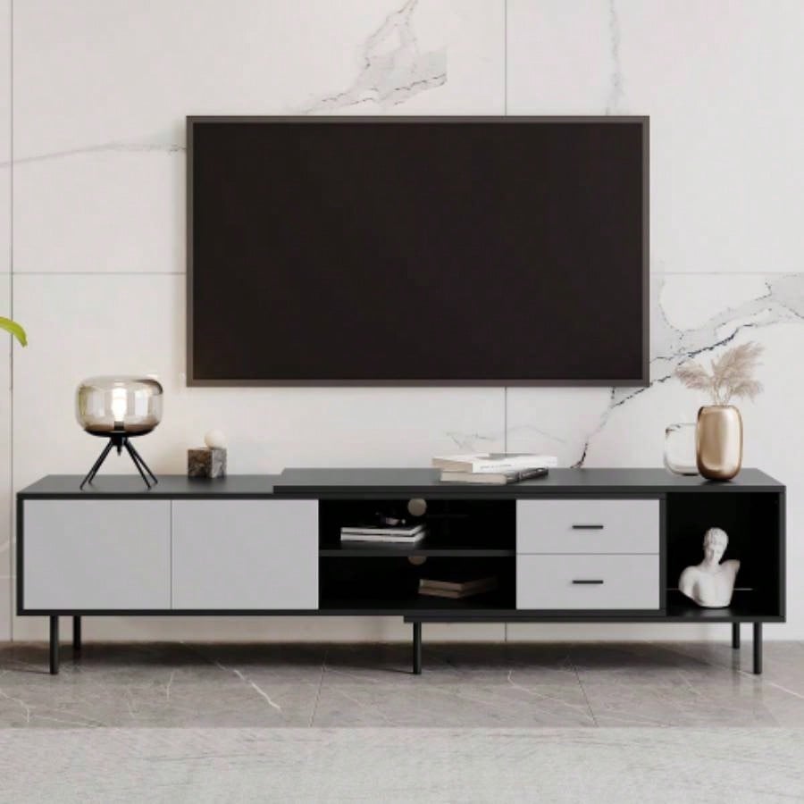 Modern TV Stand 80 TV with 2 Doors, Media Console Table, Entertainment Center with Large Storage Cabinet Living Room, Bedroom