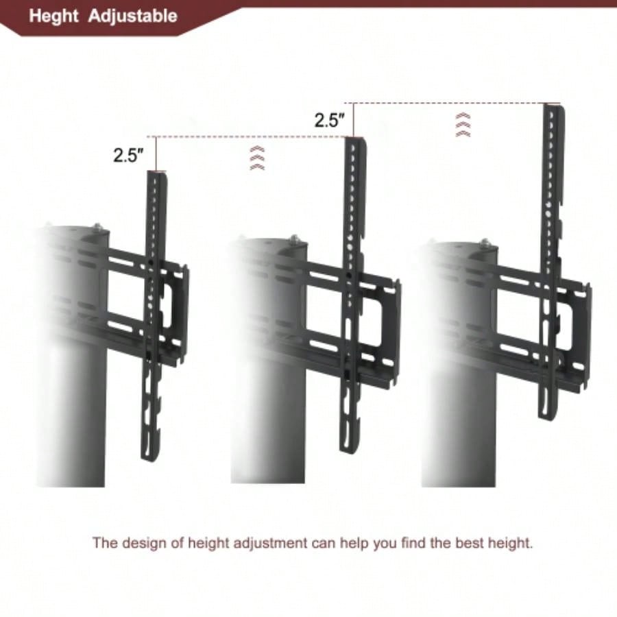 35.4 inch Black Multi - function TV Stand Height Adjustable Bracket Swivel 3 - Tier