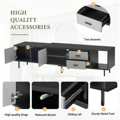 Modern TV Stand 80 TV with 2 Doors, Media Console Table, Entertainment Center with Large Storage Cabinet Living Room, Bedroom