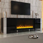 ON - TREND Modern TV Stand with 34.2 Non - heating Fireplace, High Gloss Entertainment Center with 2 Cabinets, Media Console TVs up to 78 Black