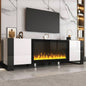 ON - TREND Modern TV Stand with 34.2 Non - heating Fireplace, High Gloss Entertainment Center with 2 Cabinets, Media Console TVs up to 78 Black