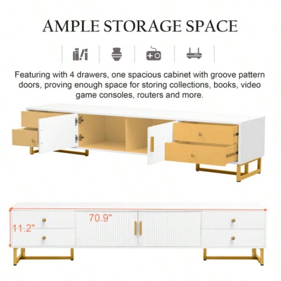 U - Can TV Stand 65+ Inch TV, Entertainment Center TV Media Console Table, Modern TV Stand with Storage, TV Console Cabinet Furniture Living RoomOLD SKU: WF530740AAK