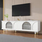 Farmhouse TV Stand with Holes TVs up to 75 Style Media Console with Rebound Device, Elegant Entertainment Center with 5 Solid Wood Living Room, Bedroom, Black, 69.6