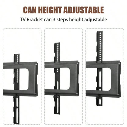 Wooden Storage TV Stand Black Tempered Glass Height Adjustable Universal Swivel Entertainment Center With Mount TV Stand, black