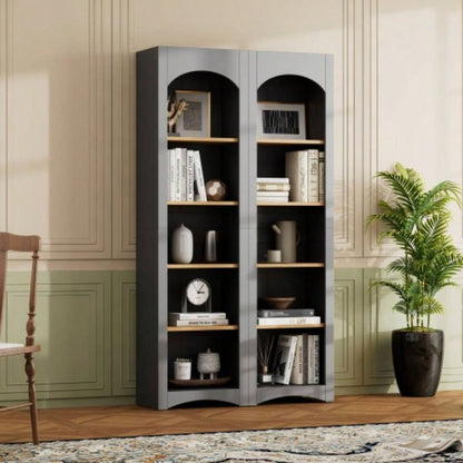 ON - TREND 3 - Piece Farmhouse Entertainment Center with Storage Cabinet TVs Up to 70 Mid - TV Stand with Bookshelf, Rustic Versatile Sideboard with Adjustable Shelves Living Room, Black