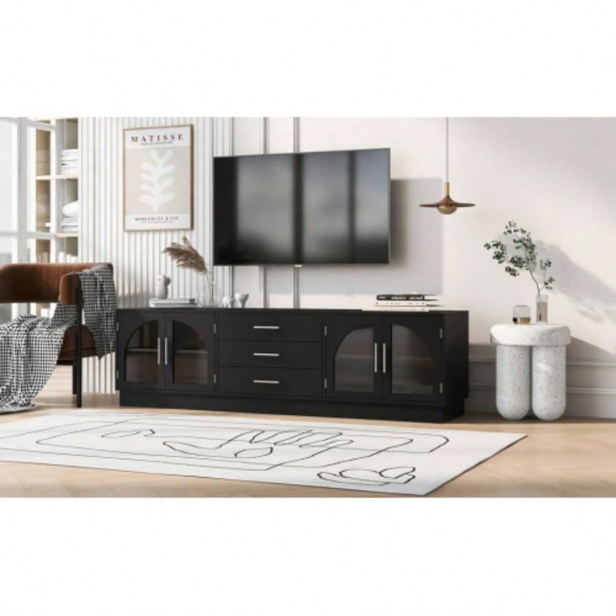U - Can 68.9 Modern Minimalist TV Stand TVs up to 75 Inches, Entertainment Center Media Console Cabinet with Adjustable Shelves Living roomOLD SKU: N724P198482B