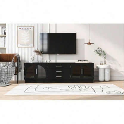 U - Can 68.9 Modern Minimalist TV Stand TVs up to 75 Inches, Entertainment Center Media Console Cabinet with Adjustable Shelves Living roomOLD SKU: N724P198482B
