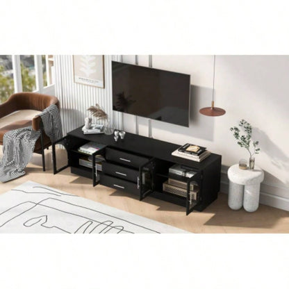 U - Can 68.9 Modern Minimalist TV Stand TVs up to 75 Inches, Entertainment Center Media Console Cabinet with Adjustable Shelves Living roomOLD SKU: N724P198482B