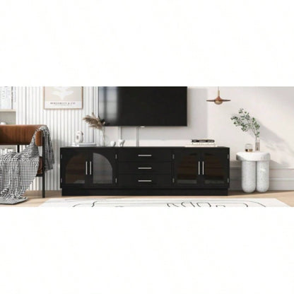U - Can 68.9 Modern Minimalist TV Stand TVs up to 75 Inches, Entertainment Center Media Console Cabinet with Adjustable Shelves Living roomOLD SKU: N724P198482B