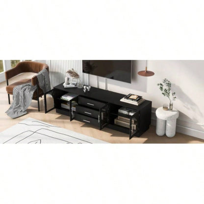 U - Can 68.9 Modern Minimalist TV Stand TVs up to 75 Inches, Entertainment Center Media Console Cabinet with Adjustable Shelves Living roomOLD SKU: N724P198482B