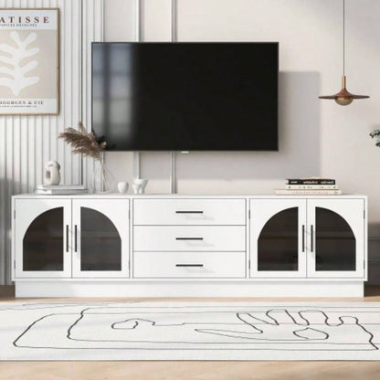U - Can 68.9 Modern Minimalist TV Stand TVs up to 75 Inches, Entertainment Center Media Console Cabinet with Adjustable Shelves Living roomOLD SKU: N724P198482B