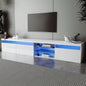 ON - TREND Unique Design TV Stand with 2 Glass Shelves, Ample Storage Space Media Console TVs Up to 105 Versatile TV Cabinet with LED Color Changing Lights Living Room, White