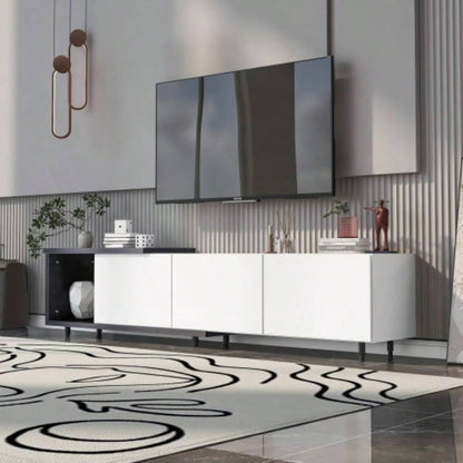 U - Can 70.1 Modern Stylish ExtendableTV Stand TV Cabinet 80+inch TV, Black+White Old SKU: WF299723AAK