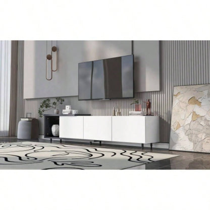 U - Can 70.1 Modern Stylish ExtendableTV Stand TV Cabinet 80+inch TV, Black+White Old SKU: WF299723AAK