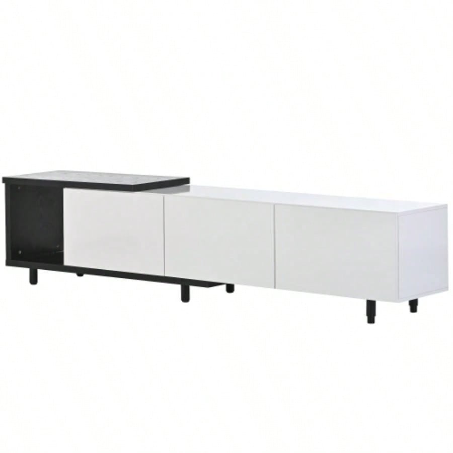 U - Can 70.1 Modern Stylish ExtendableTV Stand TV Cabinet 80+inch TV, Black+White Old SKU: WF299723AAK