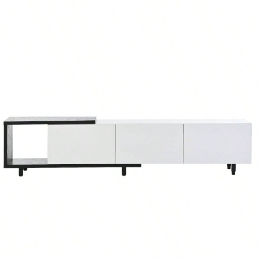 U - Can 70.1 Modern Stylish ExtendableTV Stand TV Cabinet 80+inch TV, Black+White Old SKU: WF299723AAK