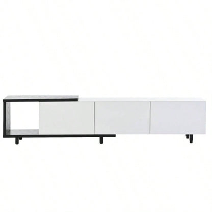 U - Can 70.1 Modern Stylish ExtendableTV Stand TV Cabinet 80+inch TV, Black+White Old SKU: WF299723AAK