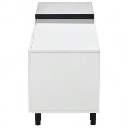 U - Can 70.1 Modern Stylish ExtendableTV Stand TV Cabinet 80+inch TV, Black+White Old SKU: WF299723AAK
