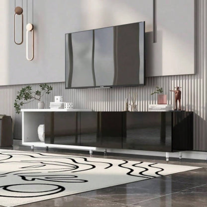 U - Can 70.1 Modern Stylish ExtendableTV Stand TV Cabinet 80+inch TV, Black+White Old SKU: WF299723AAK