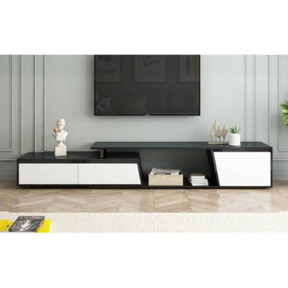 U - Can Modern, Minimalist Rectangle Extendable TV Stand, TV Cabinet with 2 Drawers and 1 Cabinet Living Room, Up to