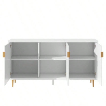 U - Can Modern TV Stand with 3 Doors and Adjustable Shelves Living Room, Fits TVs Up to 70 Inches, White