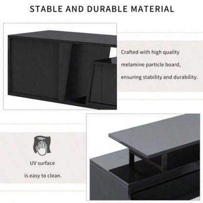 U - Can Modern, Minimalist Rectangle Extendable TV Stand, TV Cabinet with 2 Drawers and 1 Cabinet Living Room, Up to