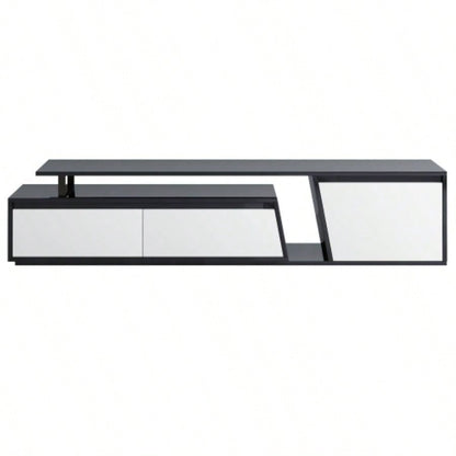 U - Can Modern, Minimalist Rectangle Extendable TV Stand, TV Cabinet with 2 Drawers and 1 Cabinet Living Room, Up to