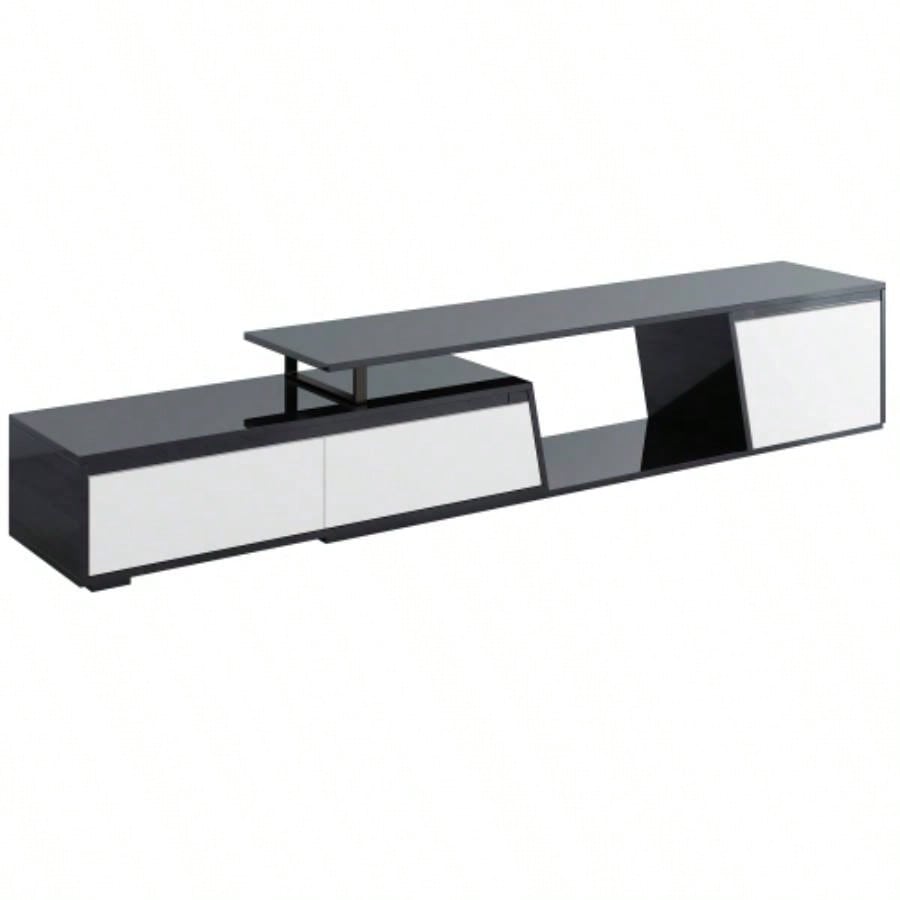 U - Can Modern, Minimalist Rectangle Extendable TV Stand, TV Cabinet with 2 Drawers and 1 Cabinet Living Room, Up to