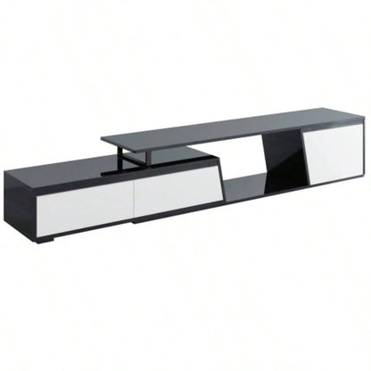 U - Can Modern, Minimalist Rectangle Extendable TV Stand, TV Cabinet with 2 Drawers and 1 Cabinet Living Room, Up to