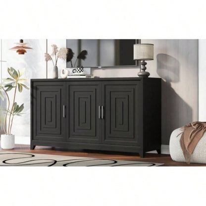 U - Can TV Stand TVs up to 65 Inches, Modern Entertainment Center Media Console Cabinet with 2 Spacious Storage Space, Solid Wood Living room Old SKU: N724P206551B