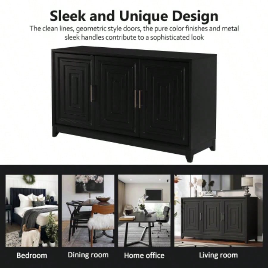 U - Can TV Stand TVs up to 65 Inches, Modern Entertainment Center Media Console Cabinet with 2 Spacious Storage Space, Solid Wood Living room Old SKU: N724P206551B